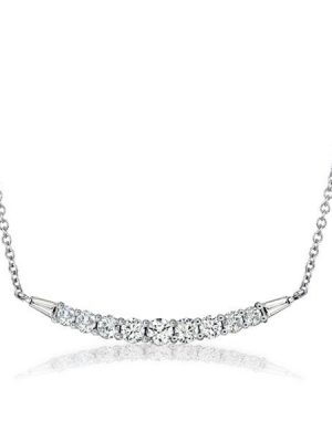 White Sapphire Pendant Necklace for Women in 925 Sterling Silver with Round and Baguette Cuts