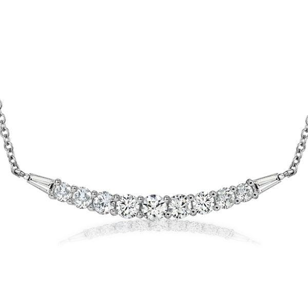 White Sapphire Pendant Necklace for Women in 925 Sterling Silver with Round and Baguette Cuts