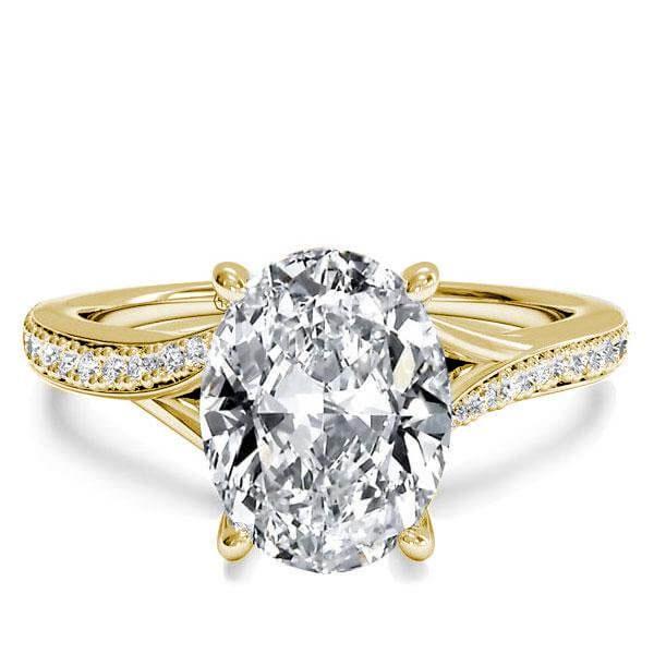 Golden Oval White Sapphire Bypass Engagement Ring - 18K Gold Plated Sterling Silver
