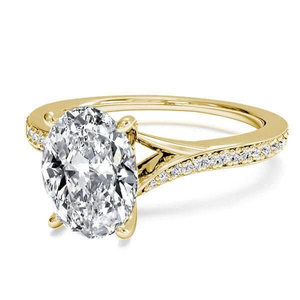 Golden Oval White Sapphire Bypass Engagement Ring - 18K Gold Plated Sterling Silver