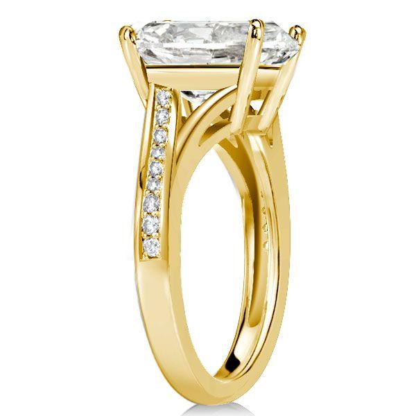 Golden Oval White Sapphire Bypass Engagement Ring - 18K Gold Plated Sterling Silver