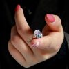 Golden Oval White Sapphire Bypass Engagement Ring - 18K Gold Plated Sterling Silver