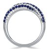 Sterling Silver White and Blue Sapphire Swirl Wedding Band Anniversary Ring (0.99 CTW)