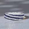 Sterling Silver White and Blue Sapphire Swirl Wedding Band Anniversary Ring (0.99 CTW)