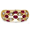 Vintage Dome Ruby Band Ring 1.59 CTW, 18K Gold Plated Sterling Silver