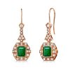 Art Deco Emerald & Sapphire Drop Earrings - 925 Sterling Silver