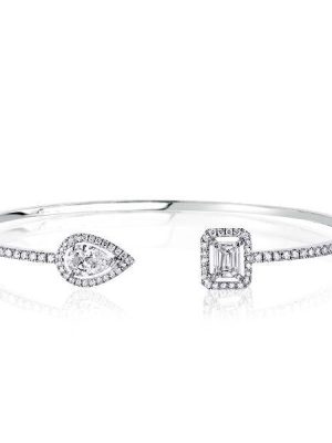925 Sterling Silver Halo Pear & Emerald Cut Bracelet with 2.43 CT. TW Stones