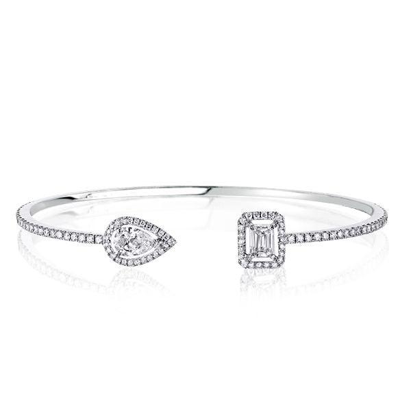 925 Sterling Silver Halo Pear & Emerald Cut Bracelet with 2.43 CT. TW Stones
