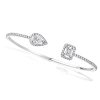 925 Sterling Silver Halo Pear & Emerald Cut Bracelet with 2.43 CT. TW Stones