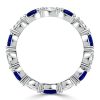 Pear Shaped Blue Sapphire Eternity Band Ring in 925 Sterling Silver with Rhodium Finish