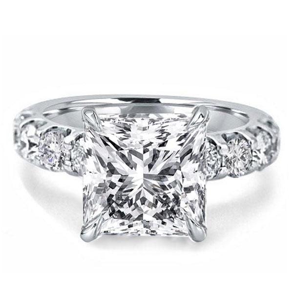 4.00 CT Princess Cut Diamond Alternative Wedding Ring in Rhodium-Plated Sterling Silver