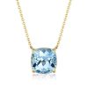 Cushion Cut Aquamarine Solitaire Necklace in Sterling Silver with Rhodium Plating