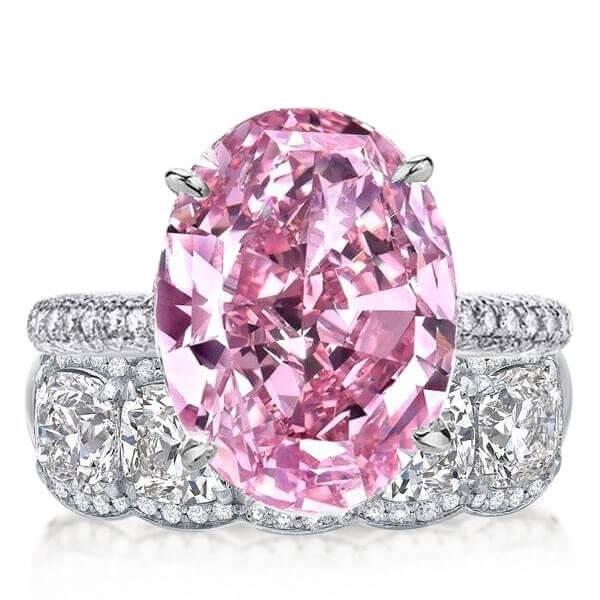 Oval Pink Sapphire Bridal Set in Sterling Silver