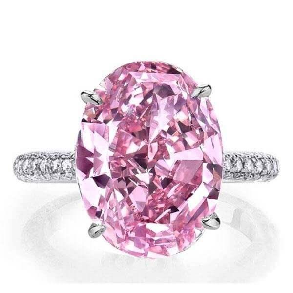 Oval Pink Sapphire Bridal Set in Sterling Silver