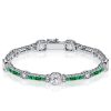 Emerald & Sterling Silver Tennis Bracelet - Milgrain Detail - 6-9 Inch