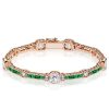 Emerald & Sterling Silver Tennis Bracelet - Milgrain Detail - 6-9 Inch