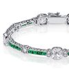 Emerald & Sterling Silver Tennis Bracelet - Milgrain Detail - 6-9 Inch