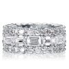 Triple Row Eternity Wedding Band - 925 Sterling Silver, Simulated Diamonds