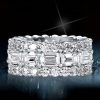 Triple Row Eternity Wedding Band - 925 Sterling Silver, Simulated Diamonds