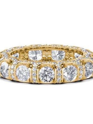18K Gold Plated Sterling Silver Eternity Wedding Band - 4.10 CTW