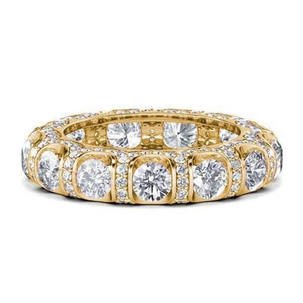 18K Gold Plated Sterling Silver Eternity Wedding Band - 4.10 CTW