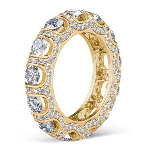 18K Gold Plated Sterling Silver Eternity Wedding Band - 4.10 CTW