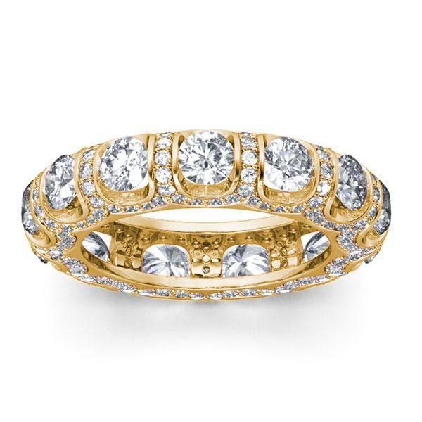 18K Gold Plated Sterling Silver Eternity Wedding Band - 4.10 CTW