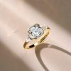 Asscher Cut 3 Stone Engagement Ring - Sterling Silver 925, 3.00 CT TW