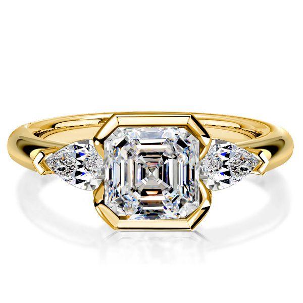 Asscher Cut 3 Stone Engagement Ring - Sterling Silver 925, 3.00 CT TW