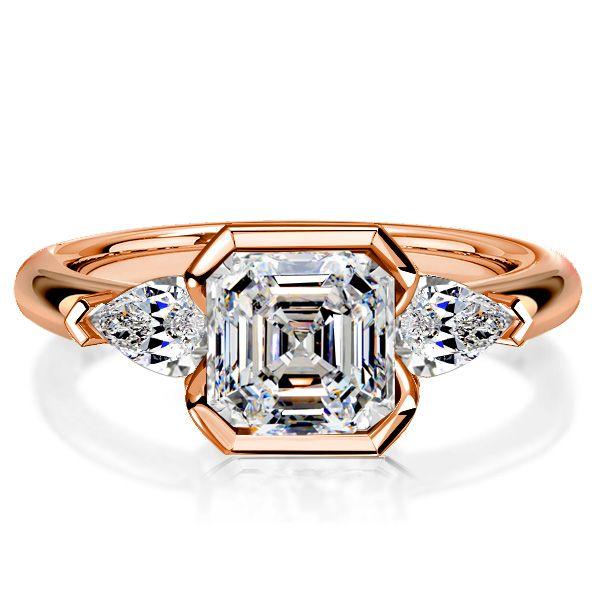 Asscher Cut 3 Stone Engagement Ring - Sterling Silver 925, 3.00 CT TW