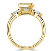 Asscher Cut 3 Stone Engagement Ring - Sterling Silver 925, 3.00 CT TW