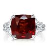 Garnet Engagement Ring - 9.52 CT Cushion Cut in Sterling Silver