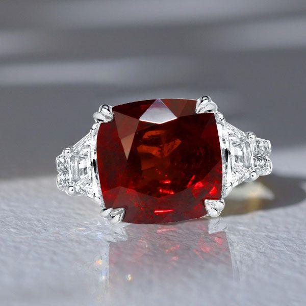 Garnet Engagement Ring - 9.52 CT Cushion Cut in Sterling Silver