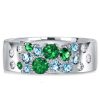 Emerald, Sapphire & Aquamarine Sterling Silver Wedding Band Ring
