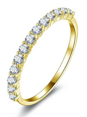Gold Plated Eternity Band with Created White Sapphires in Sterling Silver