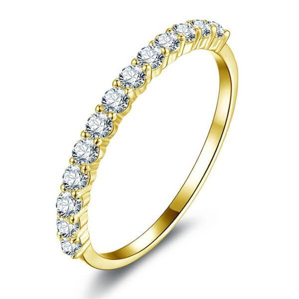 Gold Plated Eternity Band with Created White Sapphires in Sterling Silver
