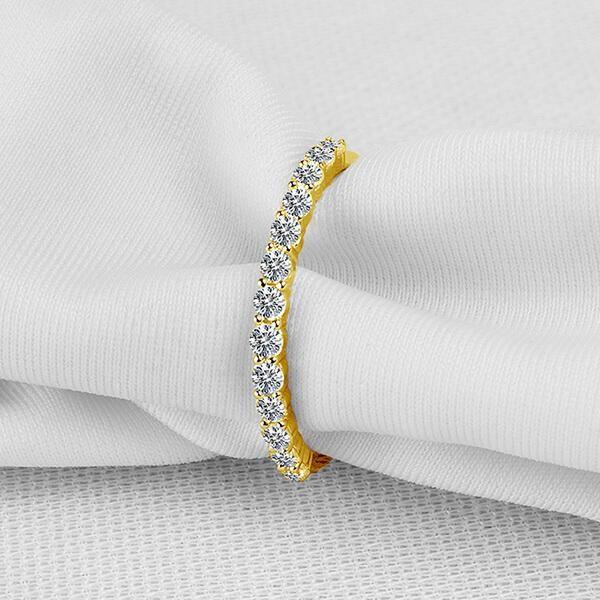 Gold Plated Eternity Band with Created White Sapphires in Sterling Silver