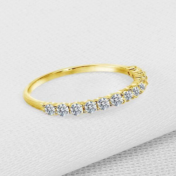 Gold Plated Eternity Band with Created White Sapphires in Sterling Silver
