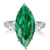 Green Marquise Cut 3-Stone Engagement Ring - Sterling Silver