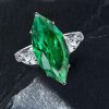 Green Marquise Cut 3-Stone Engagement Ring - Sterling Silver