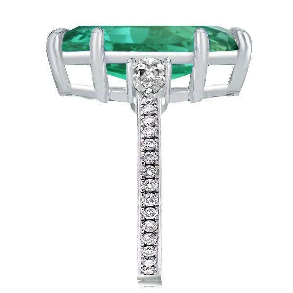 Green Marquise Cut 3-Stone Engagement Ring - Sterling Silver