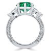 Green Marquise Cut 3-Stone Engagement Ring - Sterling Silver