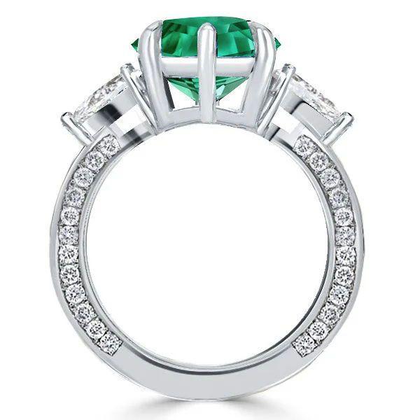 Green Marquise Cut 3-Stone Engagement Ring - Sterling Silver