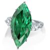 Green Marquise Cut 3-Stone Engagement Ring - Sterling Silver