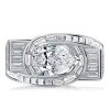 Pear Cut White Sapphire Engagement Ring - 925 Sterling Silver Vintage Style