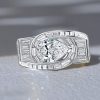 Pear Cut White Sapphire Engagement Ring - 925 Sterling Silver Vintage Style