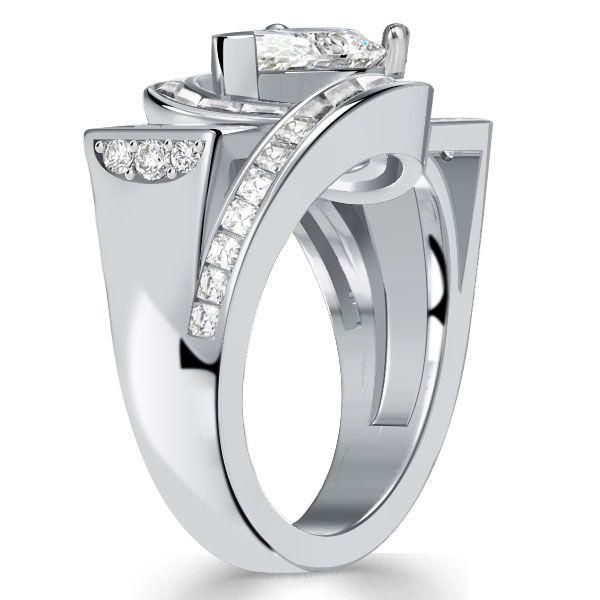 Pear Cut White Sapphire Engagement Ring - 925 Sterling Silver Vintage Style