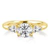 1.92 CT Three Stone Engagement Ring - 18K Gold Plated Sterling Silver
