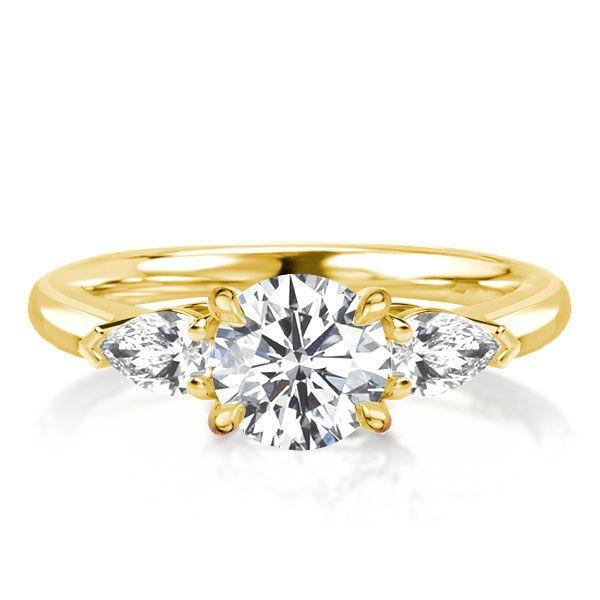 1.92 CT Three Stone Engagement Ring - 18K Gold Plated Sterling Silver