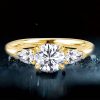 1.92 CT Three Stone Engagement Ring - 18K Gold Plated Sterling Silver